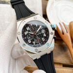 Copy Audemars Piguet Royal Oak Offshore SS Black Chronograph Dial Black Rubber 42MM